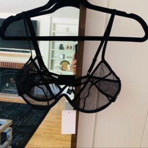 Plumeria Lingerie Black Mesh Underwire Bra